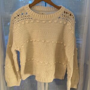 Cream Lou & gray bobble cropped sweater.